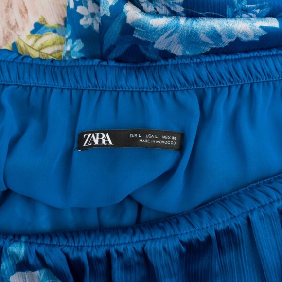 Zara Womens Midi Dress Large Floral Off Shoulder - Picture 3 of 6